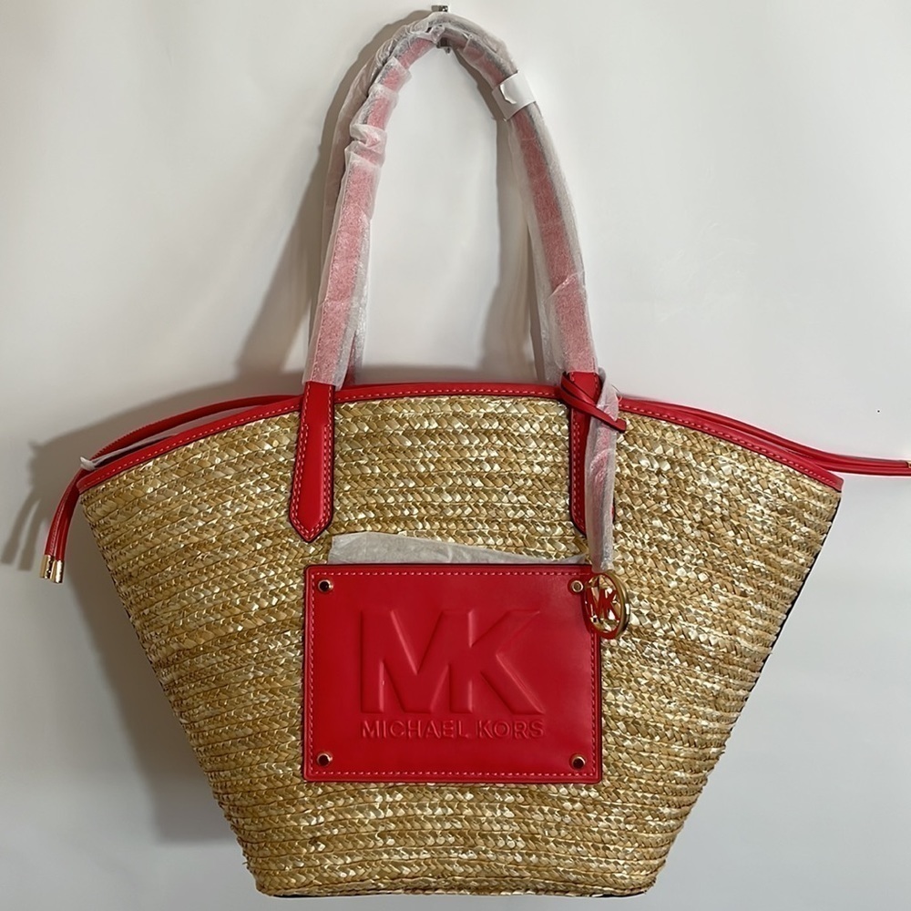 Michael Kors Kimber Large straw string tote shoulder bag - Picture 4 of 11